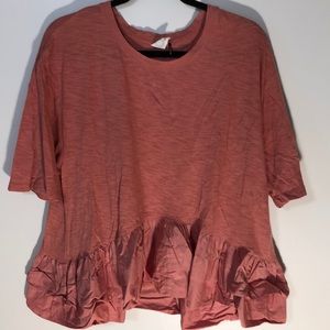 Pink Anthropologie Ruffle Top